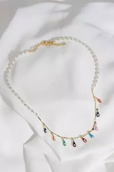 Ожерелье из бисера с разноцветными бусинами от сглаза