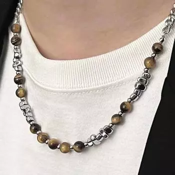 Ожерелье из бисера тигрового глаза, колье из зеленого малахита, целебные украшения из искусственного кристалла B