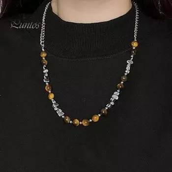 Ожерелье из бисера тигрового глаза с зеленым малахитовым камнем, целебное колье из искусственного кристалла для свиданий, повседневных банкетов, рабочих вечеринок B