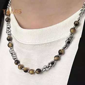 Ожерелье из бисера тигрового глаза с зеленым малахитовым камнем, целебное колье из искусственного кристалла для свиданий, повседневных банкетов, рабочих вечеринок B