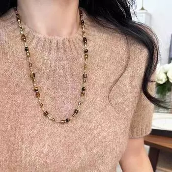 Ожерелье из бисера тигрового глаза с зеленым малахитовым камнем, целебное колье из искусственного кристалла для свиданий, повседневных банкетов, рабочих вечеринок