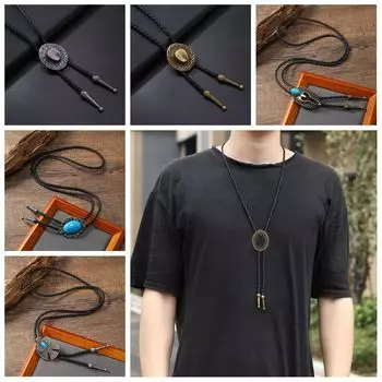 Ожерелье из бисера в стиле бохо-бирюзы с подвеской в виде ковбойской шляпы, минималистичное колье, американское ожерелье-боло для женщин Style C