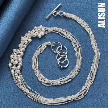 Ожерелье из бисера винограда из стерлингового серебра 925 пробы, модные свадебные украшения 45CM