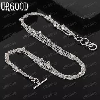 Ожерелье из бисера винограда из стерлингового серебра 925 пробы, модные свадебные украшения 45CM