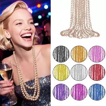 Ожерелье из бусин для вечеринки, сувениры на вечеринку, цветные бусины, аксессуары для бусин 10 шт. One Size чёрный