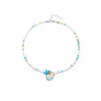 Ожерелье из бусин, Ожерелье с подвеской в виде ракушки, Ожерелье-цепочка для ключиц, Офисные украшения для шеи, Сплавная текстура, Идеально для повседневной носки и вечеринок синий