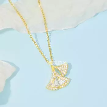 Ожерелье из цельного бриллианта в виде листьев гинкго, женское, премиум-темпераментное, универсальное, с подвеской из циркония, изящное ожерелье