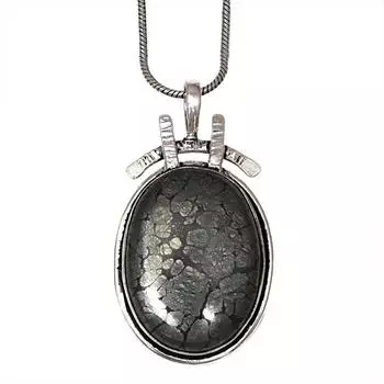 Ожерелье из черного ископаемого драгоценного камня, серебряное украшение ручной работы, 2 дюйма