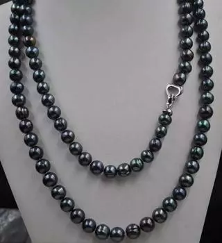 Ожерелье из черного культивированного пресноводного жемчуга диаметром 45 дюймов и диаметром 10 мм.