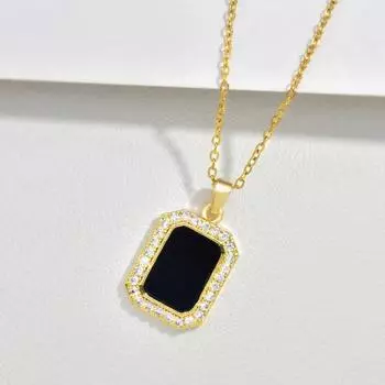 Ожерелье из черного квадрата с бриллиантами, легкое, роскошное, с чувством индивидуальности, универсальное, с темпераментом