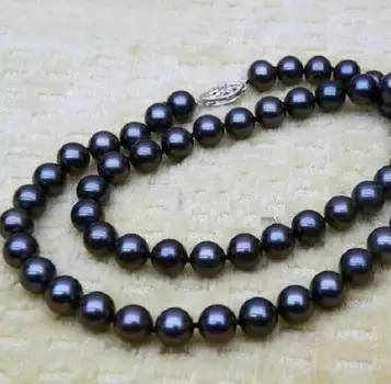 Ожерелье из черного натурального жемчуга Южных морей 8-9 мм