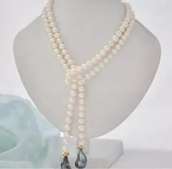 Ожерелье из черного пресноводного жемчуга белого цвета в стиле барокко, 22 мм, 45 дюймов