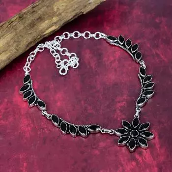 Ожерелье из черной шпинели, ожерелье из чистого серебра 925 пробы, ювелирные изделия ручной работы с драгоценными камнями, подарки для жены, совершенно новое ожерелье