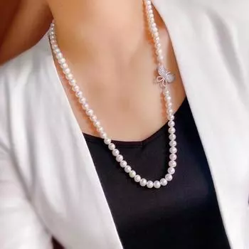 Ожерелье из чистого натурального пресноводного жемчуга 8–9 мм. Универсальный и популярный дизайнерский подарок для друзей и лучших друзей во время фестивалей 044 85cm