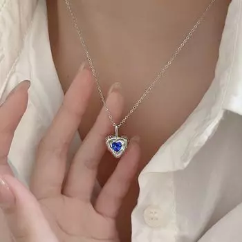 Ожерелье из чистого серебра 999 пробы в форме сердца океана для женщин, легкое, роскошное, холодного стиля, цепочка на ключицу, нерегулярная текстура 999