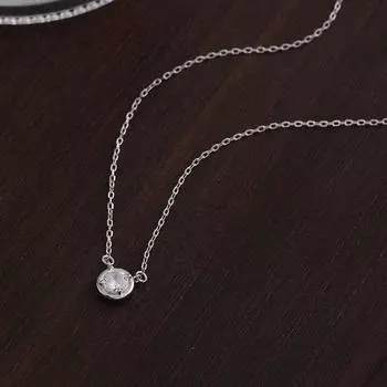 Ожерелье из чистого серебра S999 с круглым солитером для женщин, легкое, роскошное, в стиле меньшинства, с высоким чувством вкуса