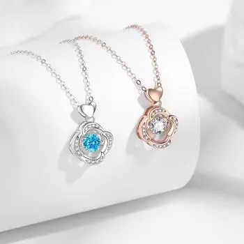 Ожерелье из чистого серебра S999 с четырьмя листами клевера на удачу, модная универсальная цепочка на ключицу в форме сердца с бриллиантом