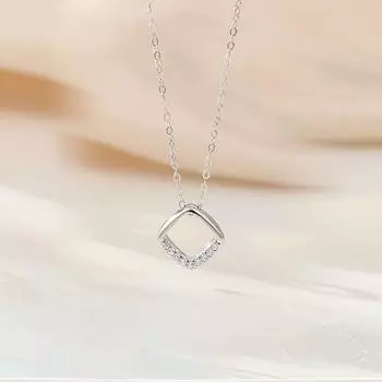 Ожерелье из чистого серебра S999, женское геометрическое квадратное ожерелье, простой милый дизайн, нишевый темперамент, женская ключичная цепочка