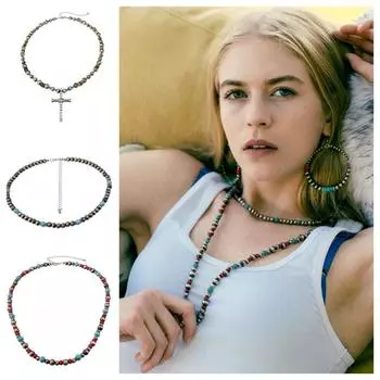 Ожерелье из цинкового сплава в стиле вестерн-кантри, этническое ожерелье с бусинами, креативное бирюзовое колье для женщин Style B