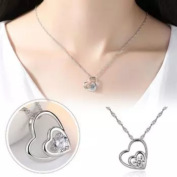 Ожерелье из циркона с любовью, украшение на ключицу, колье серебряный