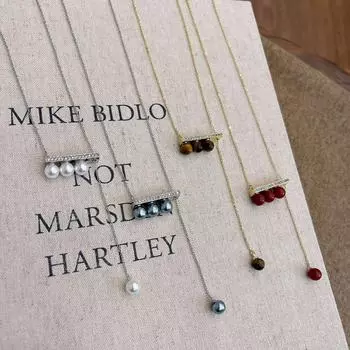 Ожерелье из циркониевого жемчуга с элегантной кисточкой - простая ретро-модная цепочка на ключицу N1077J Balance Wood Red Bead золотой