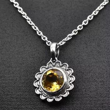 Ожерелье из цитрина с цепочкой из стерлингового серебра 925 пробы Boho Ювелирные изделия, ювелирные изделия ручной работы, подарок на годовщину, ожерелье для вечеринки, подарок подружки невесты 18 inch