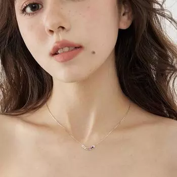 Ожерелье из цветного циркония для женщин, легкое, роскошное, темпераментное, с улыбкой, ключичная цепочка из нержавеющей стали, милая, прохладная, дуга, постепенное изменение, радужный кулон