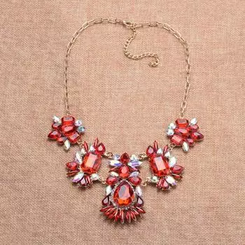 Ожерелье из цветного сплава с драгоценными камнями, женская преувеличенная сплавная цепь, полная бриллиантов, разноцветная декоративная цепочка