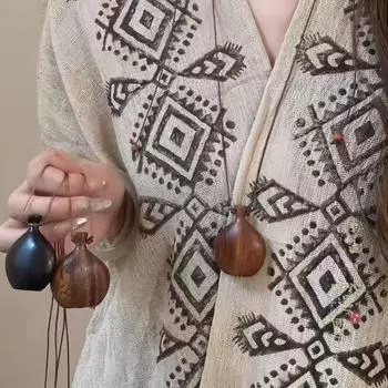 Ожерелье из деревянного кувшина, регулируемая веревочная цепочка, длинное ожерелье с подвеской, новое ожерелье-цепочка для свитера хаки