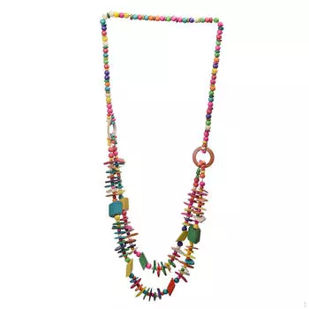 Ожерелье из деревянных бусин, ожерелья в богемном стиле, двухслойное разноцветное массивное этническое ожерелье из скорлупы кокоса