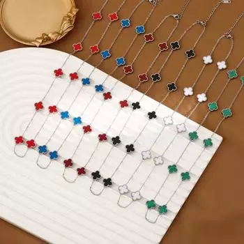 Ожерелье из десяти цветков, ожерелье из клевера на удачу, цветная титановая сталь, модное и простое ожерелье из перламутра, цепочка на ключицу белый