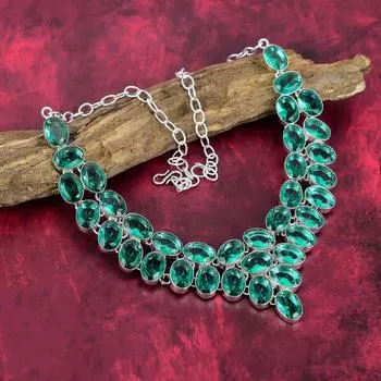 Ожерелье из драгоценного камня индиголит, ожерелье из цельного серебра 925 пробы, старинные украшения ручной работы, подарок на День матери Adjustable With 18 Inches зелёный