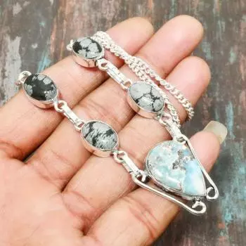 Ожерелье из драгоценного камня Республика Ларимар, ювелирные изделия ручной работы из стерлингового серебра 925 пробы на День Благодарения 19 Inches синий