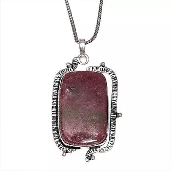 Ожерелье из драгоценного камня родонит, серебряное украшение ручной работы, 2 дюйма