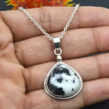 Ожерелье из драгоценного камня с дендритным опалом, ювелирные изделия ручной работы, колье из серебра 925 пробы, подарок для нее, свадебный подарок, серебряные ювелирные украшения, уникальный подарок 18 Inch