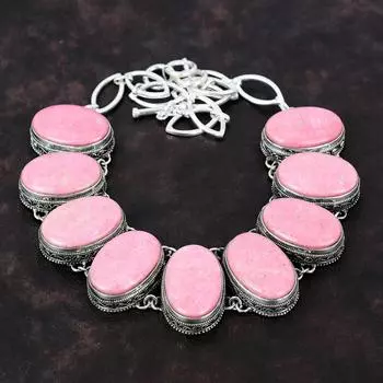 Ожерелье из драгоценного камня Тулит, ожерелье из стерлингового серебра 925 пробы, регулируемое ожерелье-цепочка, винтажное ожерелье ручной работы, подарок для нее, уникальные стильные украшения Adjustable