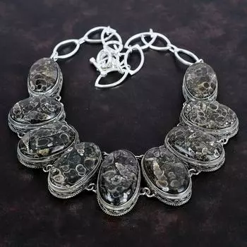 Ожерелье из драгоценного камня Turritella Agate, ожерелье из стерлингового серебра 925 пробы, винтажное ожерелье, регулируемое ожерелье из цепочки, ювелирные изделия ручной работы, подарки на помолвку