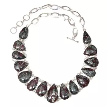 Ожерелье из драгоценных камней эвдиалита ручной работы этнический подарок на день рождения серебряные украшения 18-20