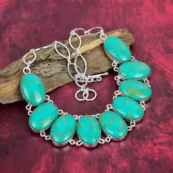 Ожерелье из драгоценных камней из бирюзы Аризоны, ожерелье из стерлингового серебра 925 пробы, регулируемая цепочка, антикварные ювелирные изделия ручной работы, подарок для матери Adjustable with 18 inches зелёный