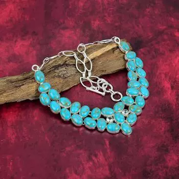 Ожерелье из драгоценных камней из бирюзы Аризоны, ожерелье из стерлингового серебра 925 пробы, регулируемая цепочка, антикварные ювелирные изделия ручной работы, подарок для матери Adjustable With 18 Inches синий