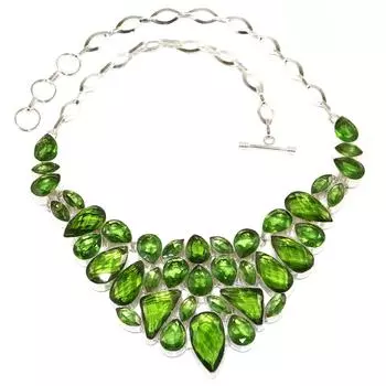 Ожерелье из драгоценных камней кварца перидота в этническом стиле 16-18 дюймов