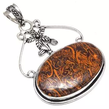 Ожерелье из драгоценных камней Marium Jasper, подарок ручной работы для нее, серебряные украшения 2,5 дюйма