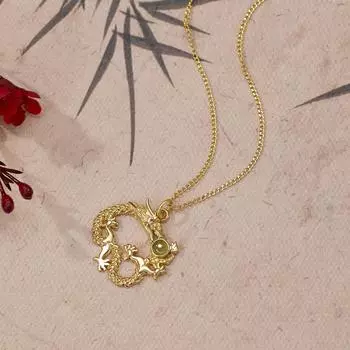 Ожерелье из двойного дракона из стерлингового серебра S925 с бусинами для женщин из яшмы, зодиакальный дракон, год рождения 925 silver