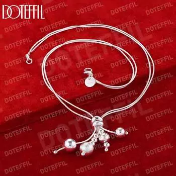 Ожерелье из двойного змеиного ожерелья из стерлингового серебра 925 пробы с матовыми гладкими бусинами, модные свадебные украшения 45CM