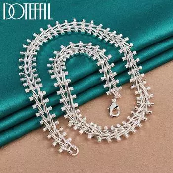 Ожерелье из двухрядного бисера из стерлингового серебра 925 пробы для женских свадебных модных украшений 45cm