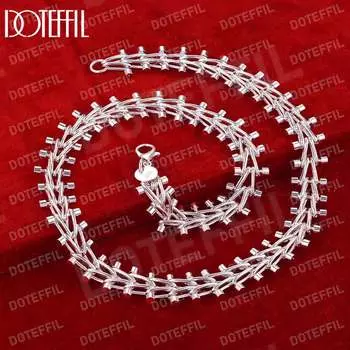 Ожерелье из двухрядного бисера из стерлингового серебра 925 пробы, модные свадебные украшения 45CM