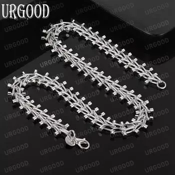 Ожерелье из двухрядного бисера из стерлингового серебра 925 пробы, модные свадебные украшения 45CM