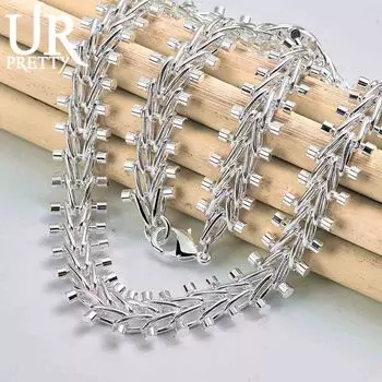 Ожерелье из двухрядного бисера из стерлингового серебра 925 пробы, модные свадебные украшения 45CM