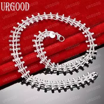 Ожерелье из двухрядного бисера из стерлингового серебра 925 пробы, модное украшение для свадьбы 45cm