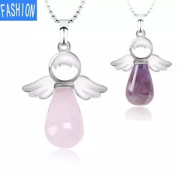 Ожерелье из европейского и американского натурального камня, сказочное крыло ангела, подарок любви, круглая капля воды, женский ювелирный кулон whitecrystal